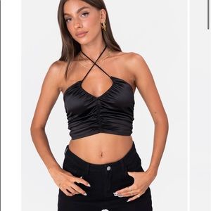 Gin Satin Finish Rouched Halter Top
